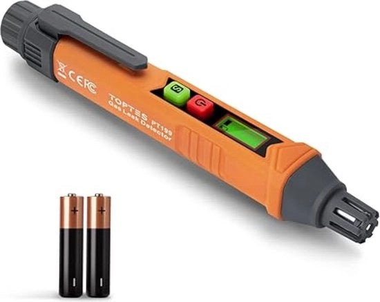 Detector di gas - rilevatore di gas con allarme acustico e visivo - rilevatore di gas metano per la ricerca di gas infiammabili - inclusa batteria 2 - colore arancione