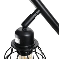 Lampada da Terra in Stile Industriale con 3 Paralumi Regolabili, Interruttore a Pedale, Acciaio Nero, Ф36 x 165cm