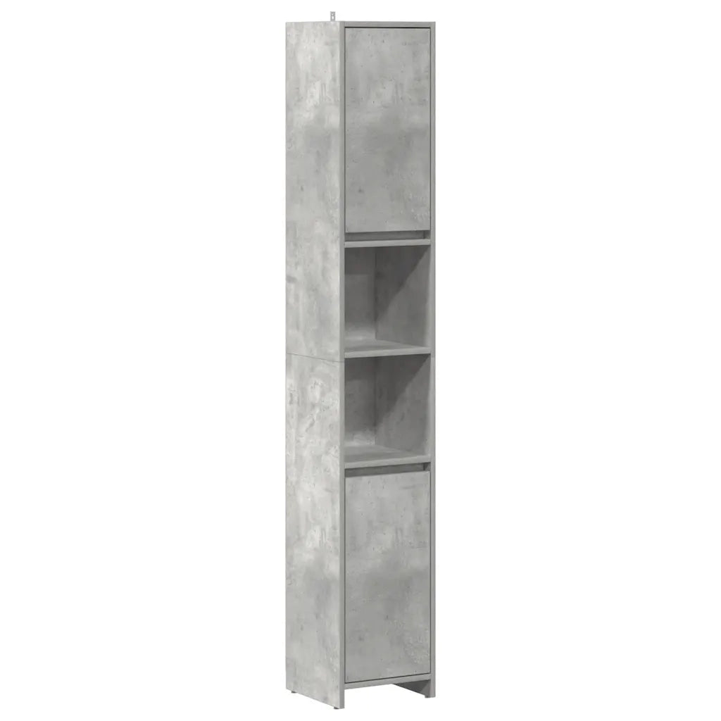 vidaXL Mobile da Bagno Grigio Cemento 30x30x183,5 cm Legno Multistrato