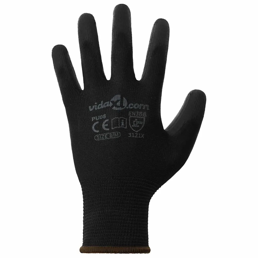 Guanti da Lavoro 12 pcs Nero 8 / m Poliestere 42020712