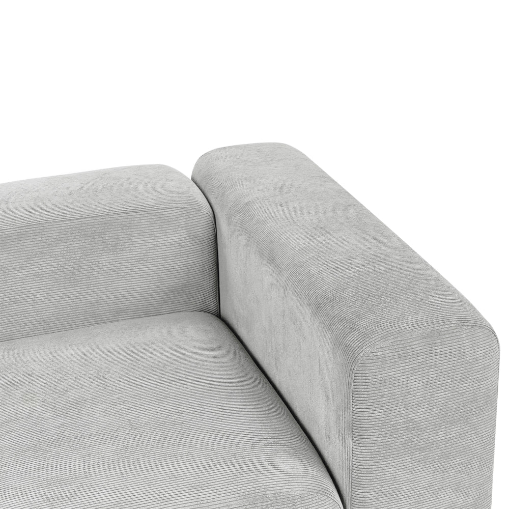 Divano componibile a 2 posti rivestito con velluto grigio stile moderno