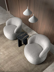 Poltrona Julep Girevole in tessuto bouclé color Grigio Chiaro e struttura in metallo nero - Stones