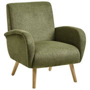 Poltrona moderna in tessuto rivestimento idrorepellente gambe in legno di gomma con braccioli verde