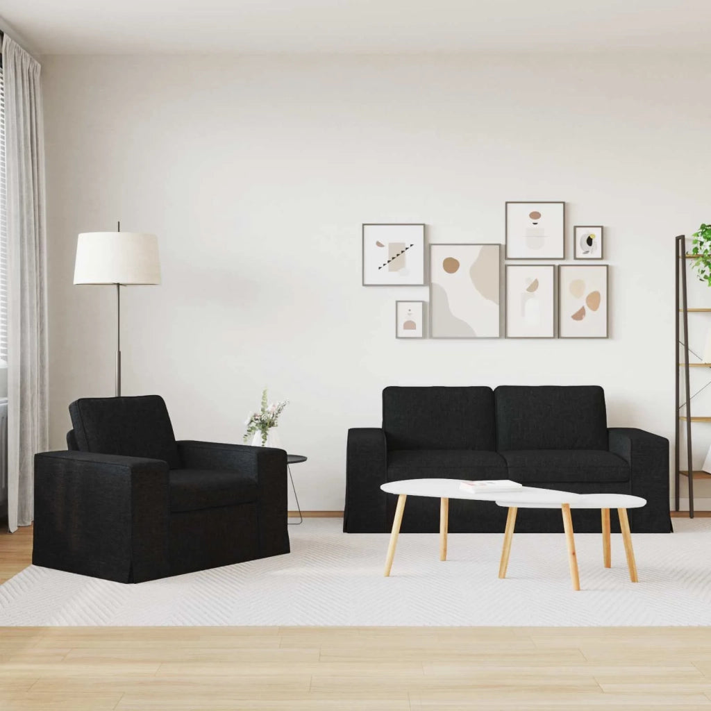 Set di divani 2 pcs Nero 182 x 80 x 82 cm Tessuto
