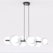 Lampada a sospensione Model con struttura in acciaio nero e diffusori bianchi