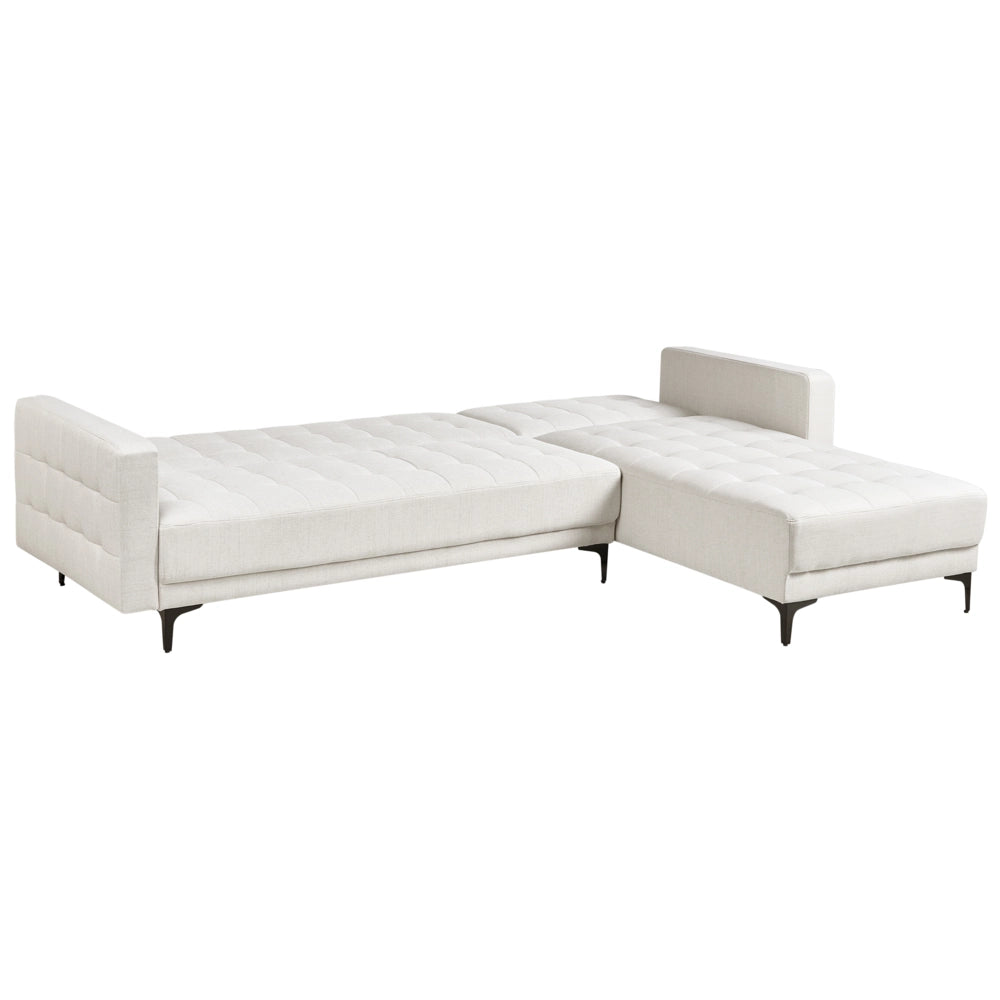 Divano letto angolare in tessuto bianco sporco versione sinistra moderno a L componibile