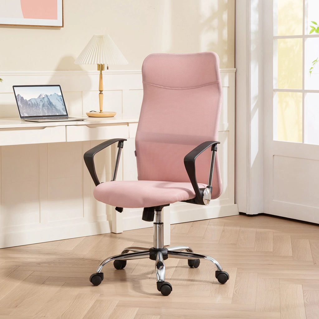 Sedia da Ufficio Ergonomica Regolabile in Altezza con Schienale Rete e Meccanismo a Dondolo ¨C Zephmum ¨C 63x65x109-119 cm Rosa