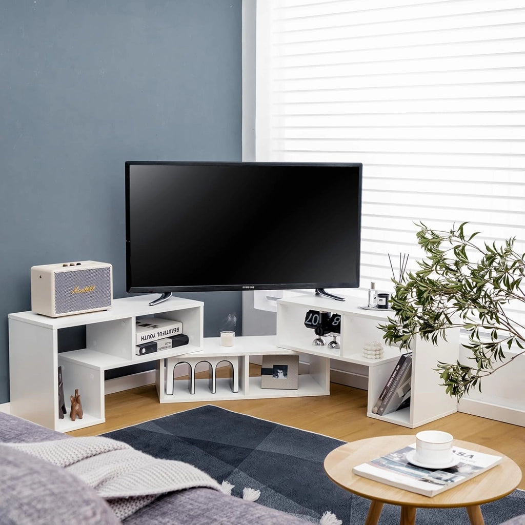 Set di mobili per TV da 3 pezzi, tavolo per TV da 50-65 pollici, multifunzionale stand a terra con 6 scomparti, combinabile liberamente a seconda dello spazio, per soggiorno e camera da letto
