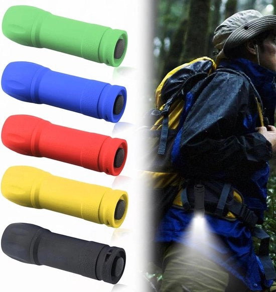 Set di torce LED per bambini - 5 pezzi - 9 LED - 15 batterie - impermeabile - portatile - campeggio - emergenze - giallo - rosso - verde - blu
