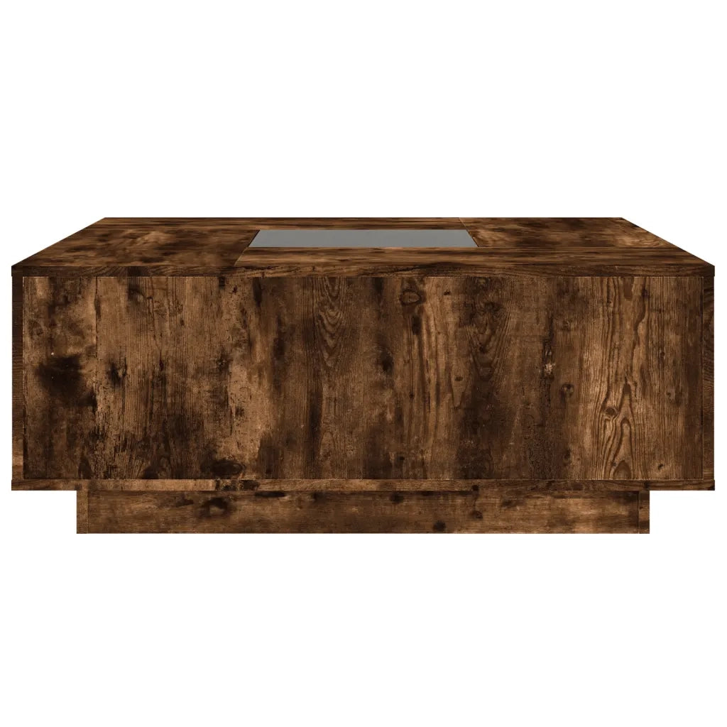 Tavolino da Salotto con LED Infinity Rovere Fumo 100x100x40 cm 3284046