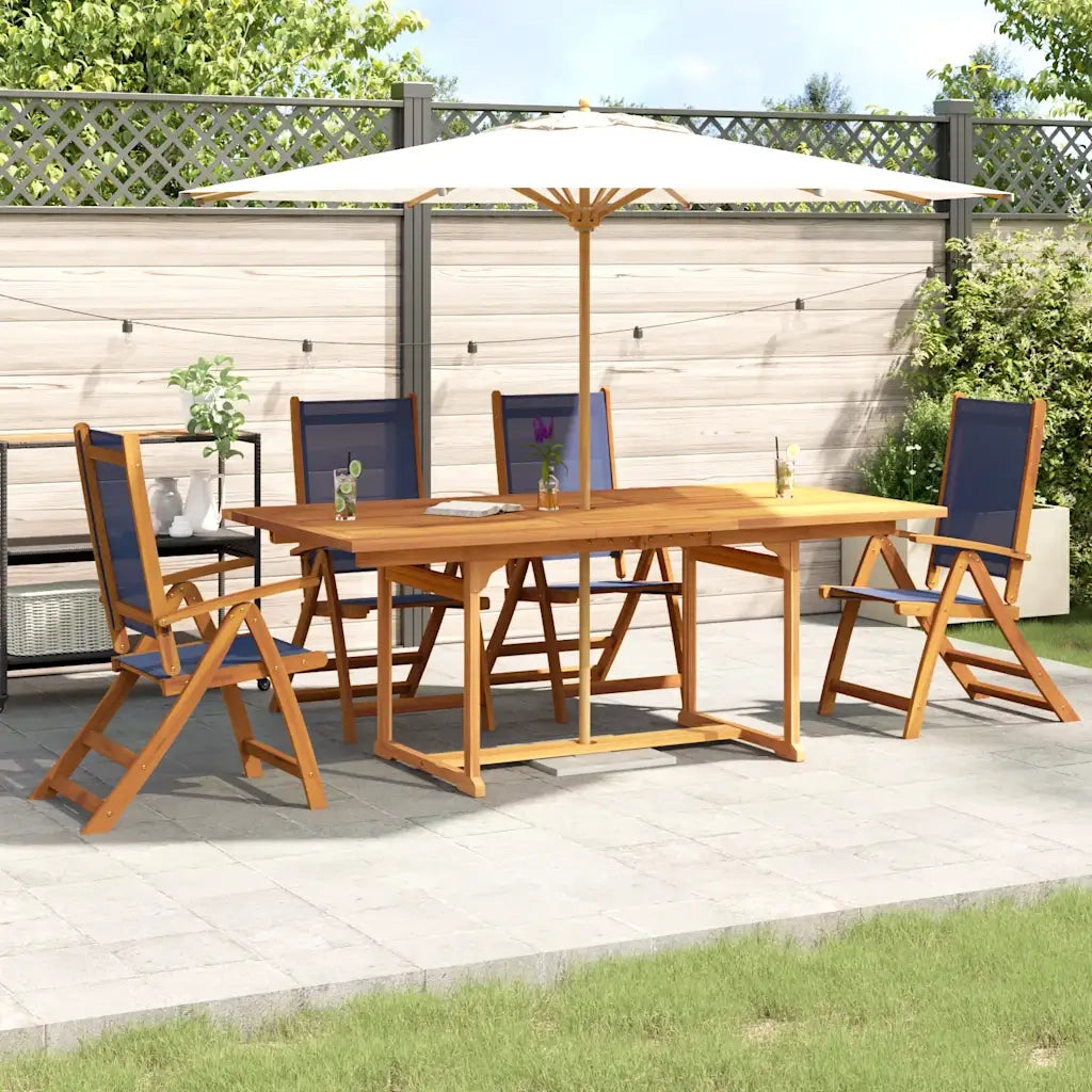 Set Pranzo da Giardino 5pz Legno Massello di Acacia e Textilene
