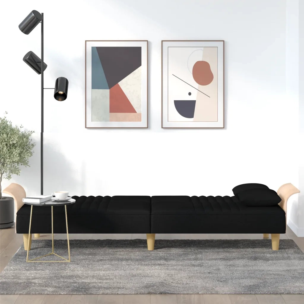 Divano Letto con Braccioli Nero in Tessuto 351889