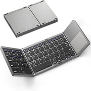 Tastiera Bluetooth pieghevole con touchpad, tastiera portatile ultraleggera con batteria ricaricabile, compatibile con Android, Windows, iOS, tablet e laptop - Space Gray