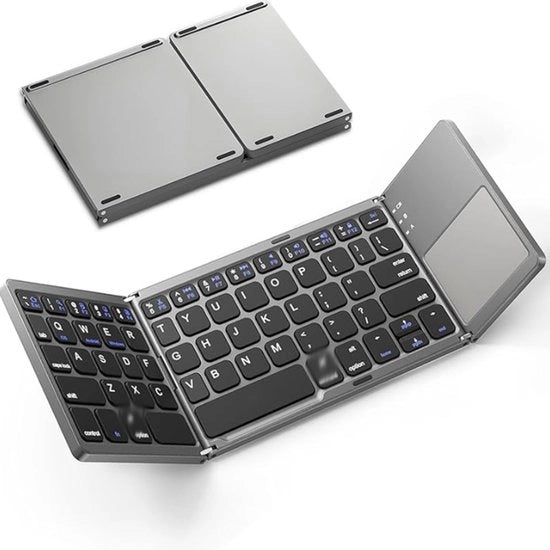Tastiera Bluetooth pieghevole con touchpad, tastiera portatile ultraleggera con batteria ricaricabile, compatibile con Android, Windows, iOS, tablet e laptop - Space Gray