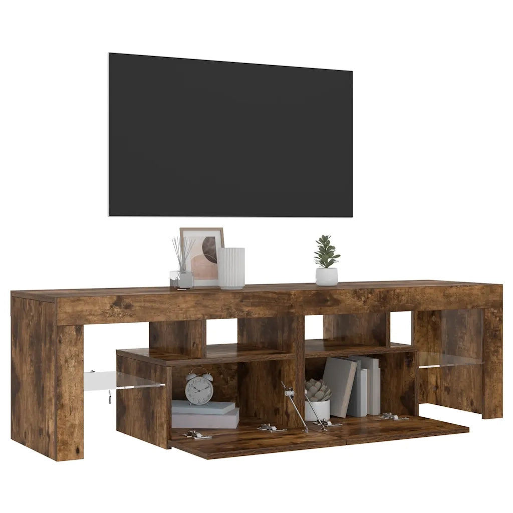 Mobile Porta TV con Luci LED-Credenza TV Rovere Fumo 60x38,5x48 cm
