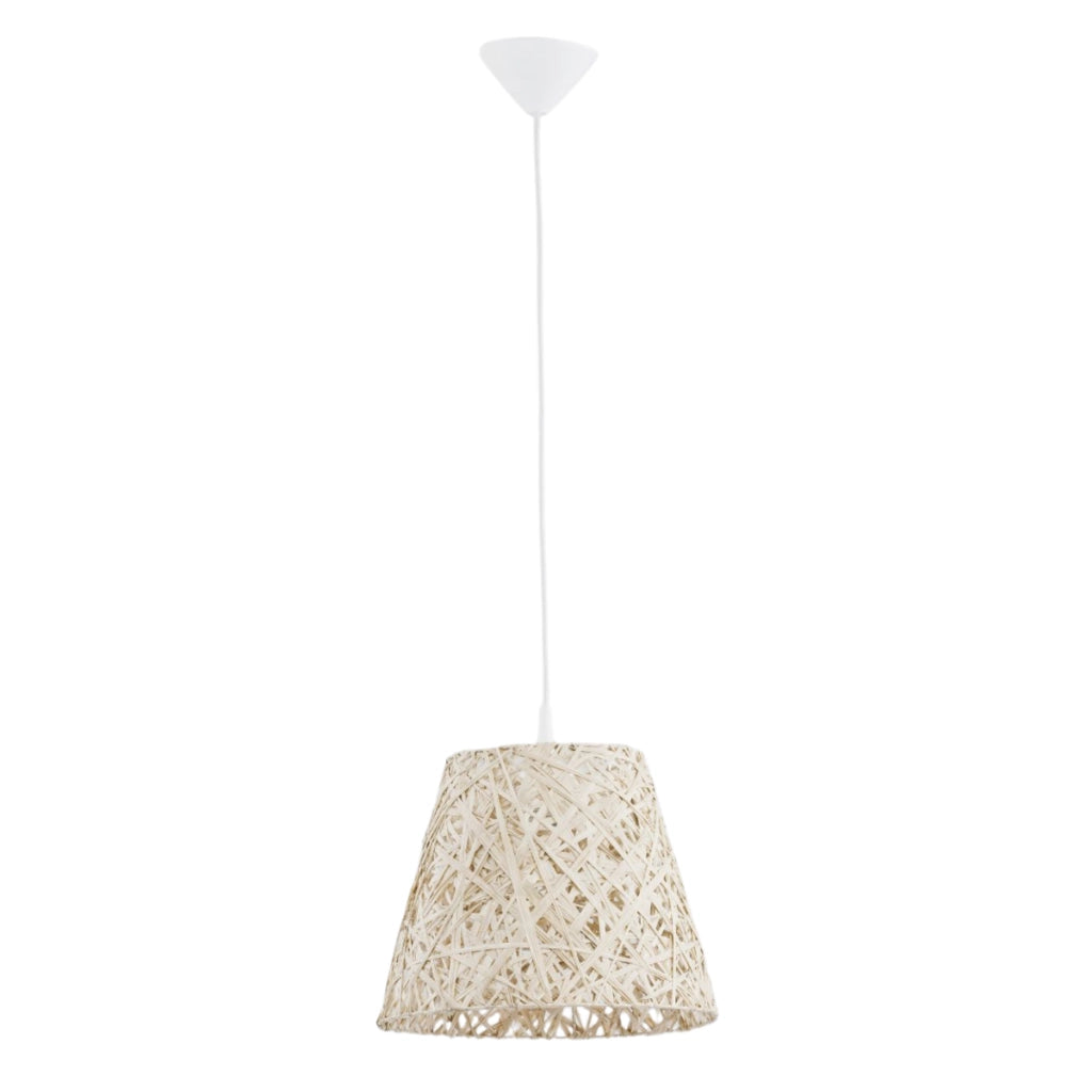 Lampada a sospensione Alfa Cannuccia rattan beige E27