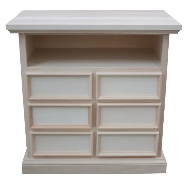 Porta tv 6 cassetti 1 vano a giorno legno grezzo 83x47x84 (715) - Mobili 2G