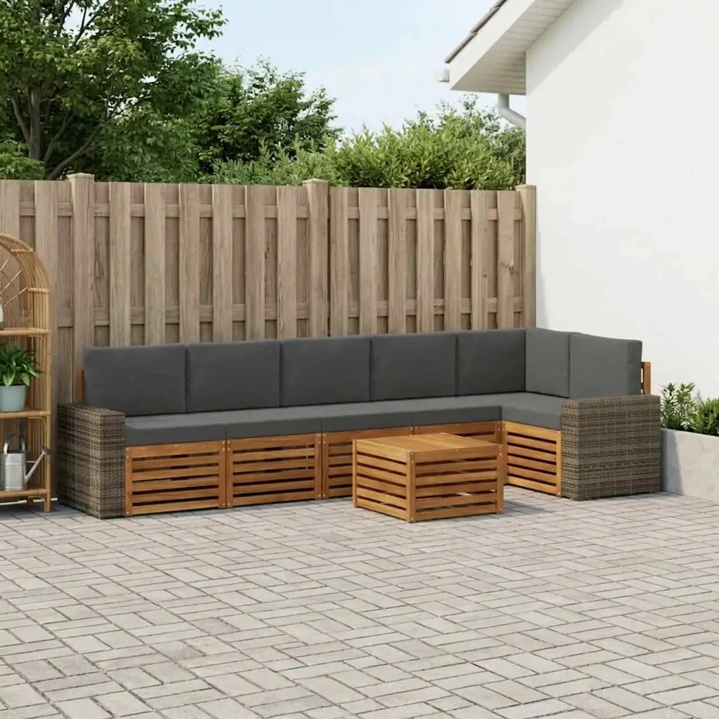 Set divano sezionale con cuscino 7 pcs Naturale e Antracite