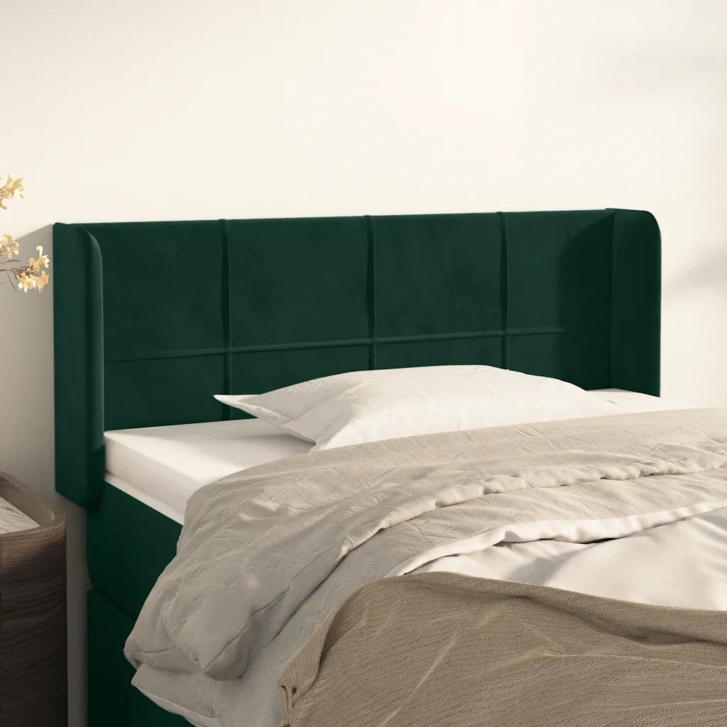 Testiera | Testata ad Orecchio Verde Scuro 83x16x78/88 cm in Velluto