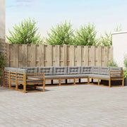 Set di divani da esterno 10 pcs Grigio Naturale e Chiaro