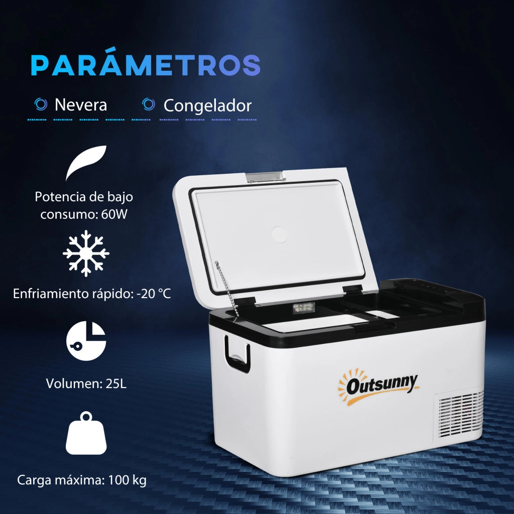 Frigorifero Portatile Elettrico 25L 12/24V ¨C Zephmum ¨C Bianco 58.5x33.5x35.2 cm
