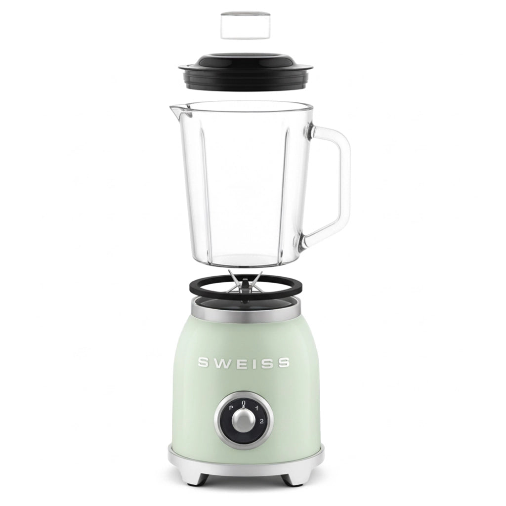Frullatore frullato vintage a 2 velocità e funzione pulse MXV7, 6 lame in acciaio inox, capacità 1,5 l, ciotola in vetro, 1000 W, verde