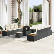 Set Divano da Giardino con cuscino 10 pcs Nero Poly Rattan 3364830
