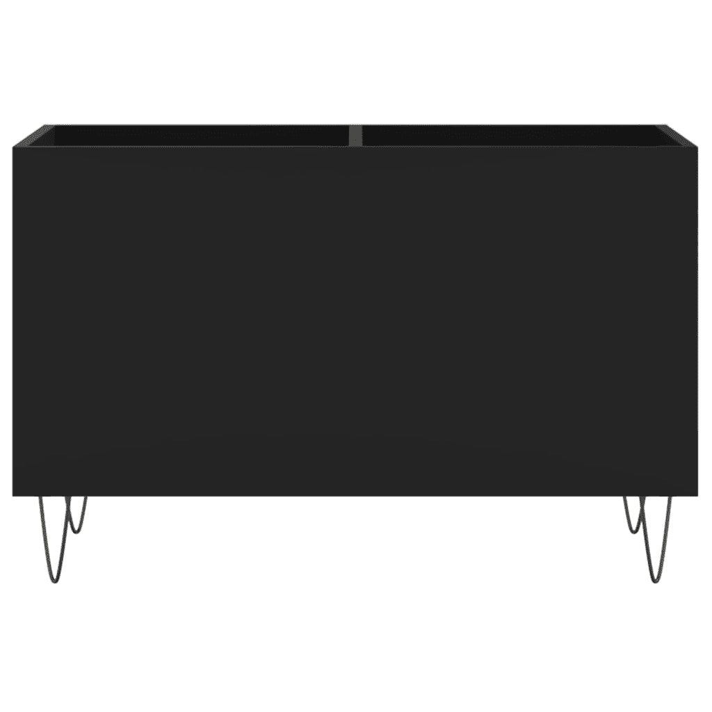 Mobiletto portadischi industriale pratico dimensioni 74,5 x 38 x 48 cm con vano contenitore in legno nero. Codice articolo: 02_0049129.