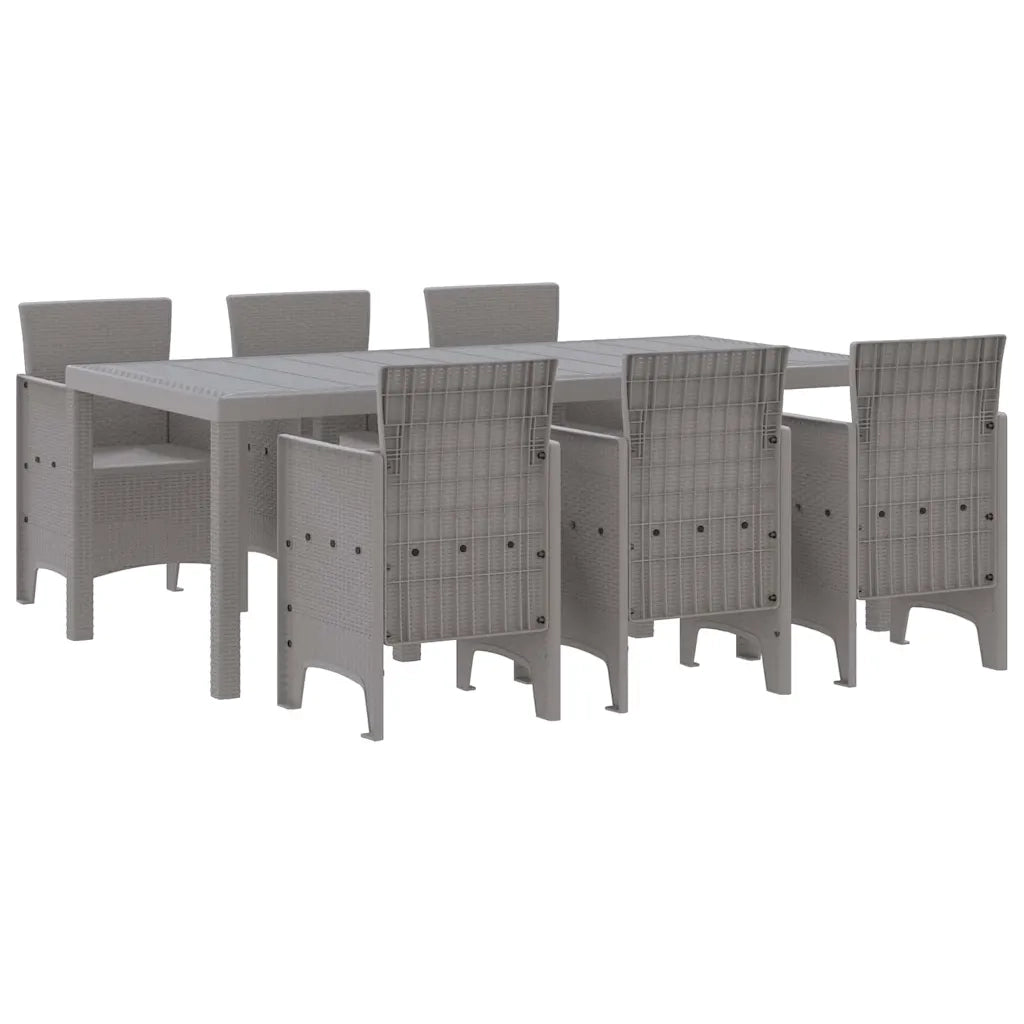 Set da Pranzo per Giardino 7 pcs Grigio chiaro Polipropilene