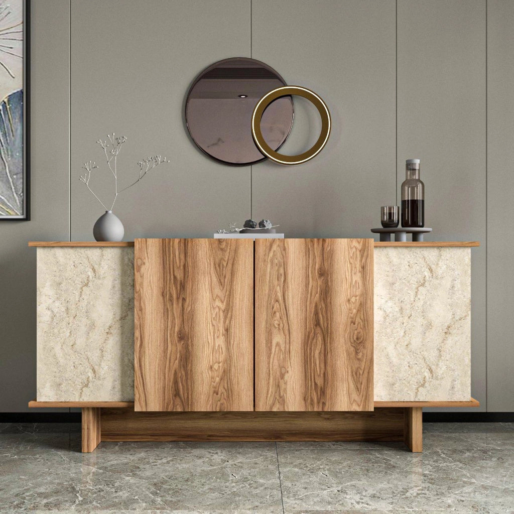 Credenza in legno "Diana" - 180 x 40 x 81 cm - Travertino