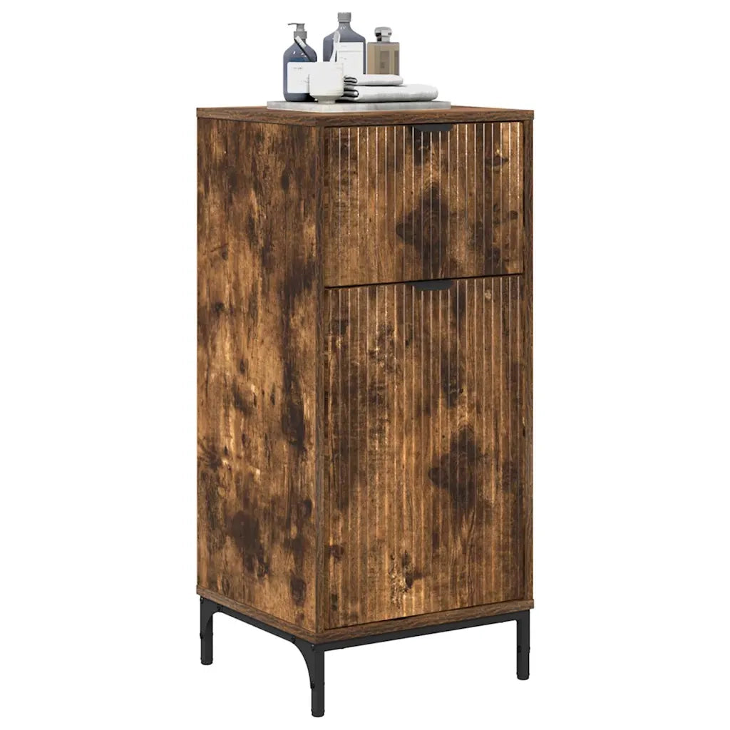 Mobile da Bagno con cassetto Rovere fumé 39,5 x 36 x 88 cm