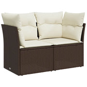 Divano da Giardino a 2 Posti-Sofa da giardino con Cuscini in Polyrattan Marrone 839095