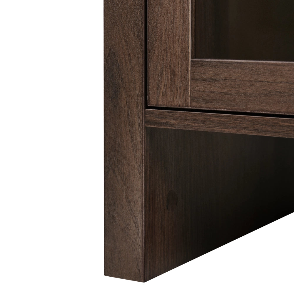 Mobile decorativo in truciolato marrone scuro con ripiani e display in vetro Sala da pranzo Cucina