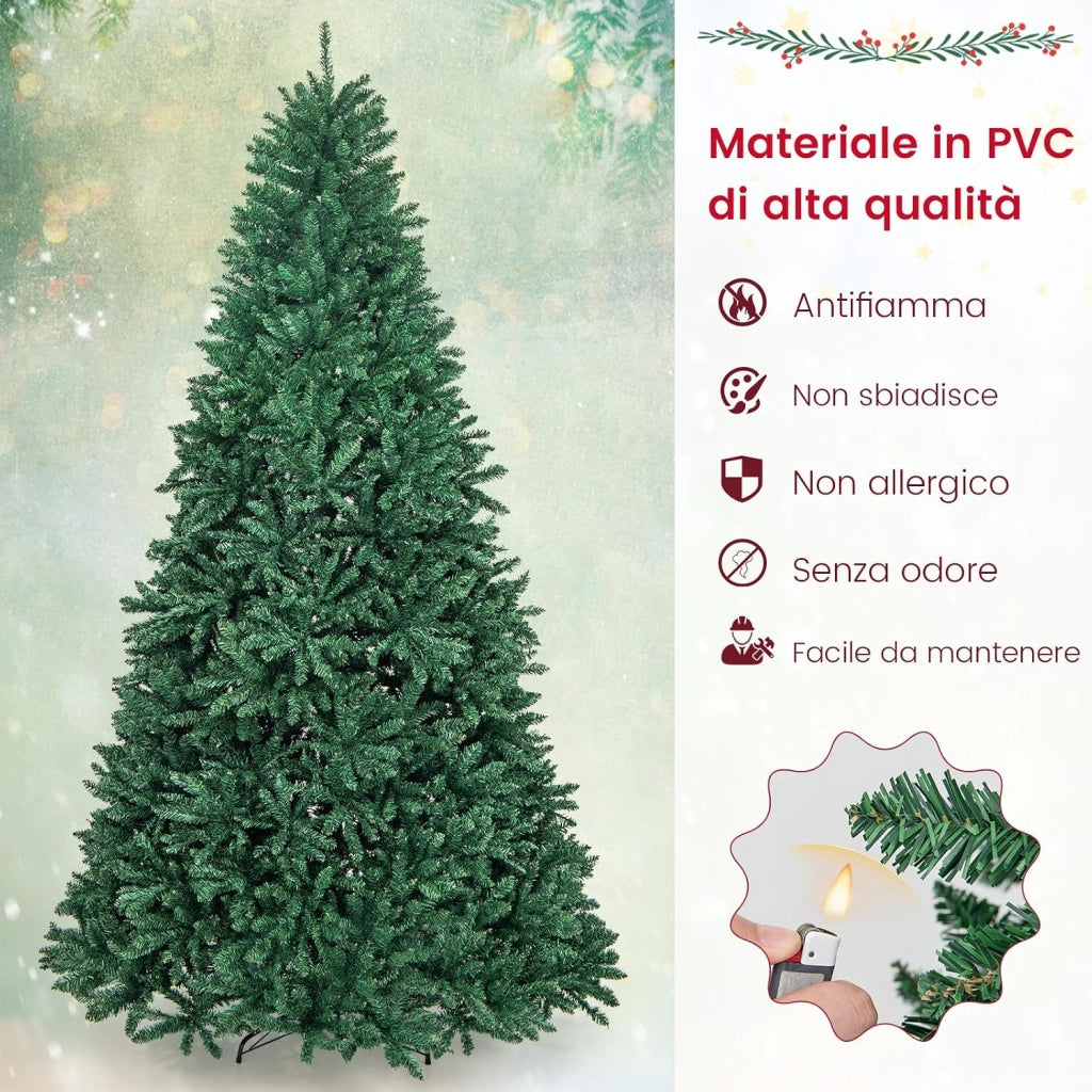Albero di Natale 180/225/275 cm, Albero di Natale Artificiale Realistico e Denso con 1355/2254/3594 Rami e Base in Metallo, Decorazione Natalizia per Casa, Ufficio e Negozio (275 cm)
