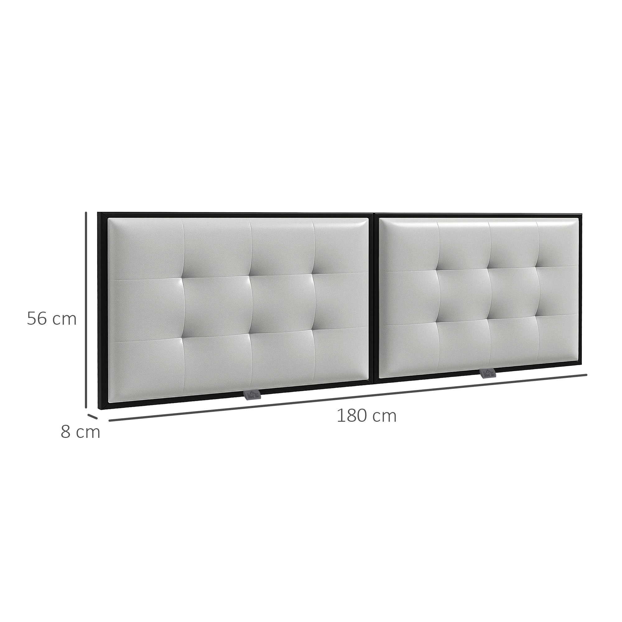 Testiera Letto Matrimoniale in Microfibra Imbottita Trapuntata a Bottoni per Letti da 180cm  Grigio Chiaro