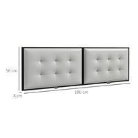 Testiera Letto Matrimoniale in Microfibra Imbottita Trapuntata a Bottoni per Letti da 180cm  Grigio Chiaro