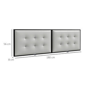 Testiera Letto Matrimoniale in Microfibra Imbottita Trapuntata a Bottoni per Letti da 180cm  Grigio Chiaro