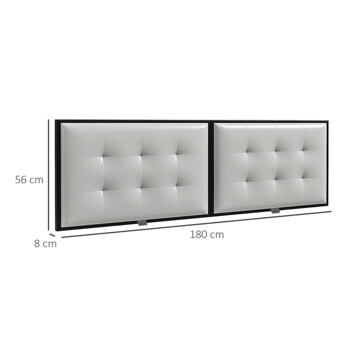 Testiera Letto Matrimoniale in Microfibra Imbottita Trapuntata a Bottoni per Letti da 180cm  Grigio Chiaro