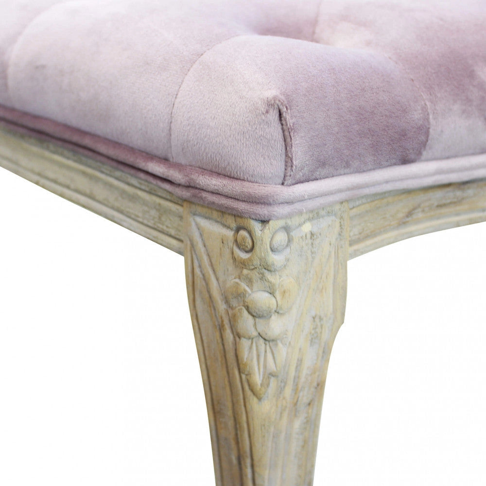 Panca Misty in Velluto Rosa 110x36x47 h cm in Legno Rosa