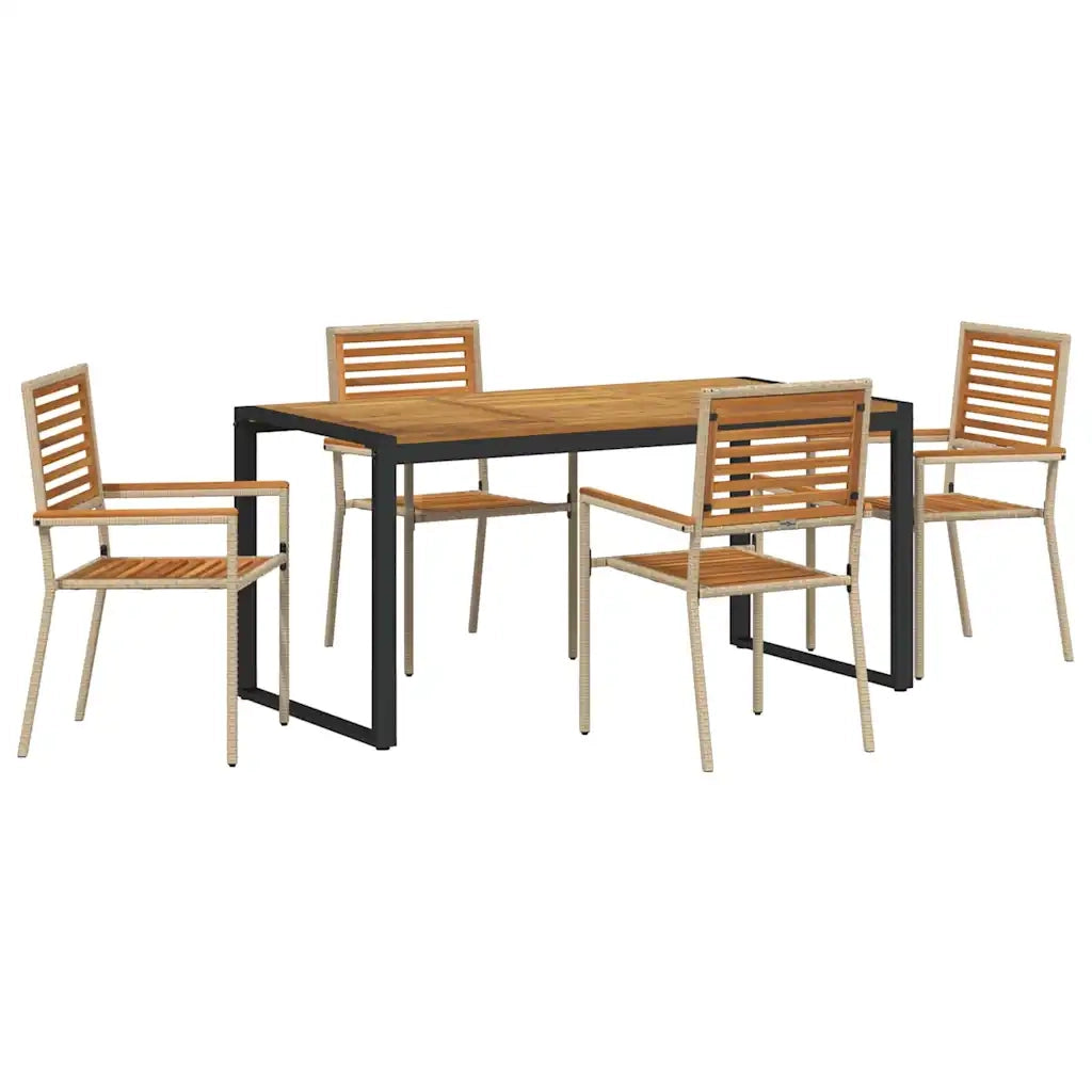 Set da Pranzo per Giardino 5 pcs Beige e Marrone polyrattan