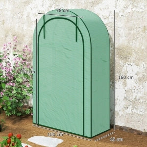 Serra da balcone e giardino con 7 ripiani, copertura UV e porta avvolgibile, acciaio verde 100x45x160 cm