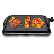 Piastra elettrica per griglia 48x26 cm, rivestimento antiaderente effetto pietra con termostato regolabile 2000W - Sogo