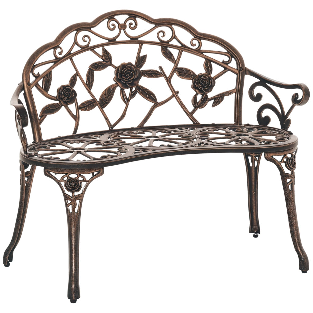 Panchina Giardino 2 Posti in Metallo Stile Retro ¨C zephmum ¨C Bronzo 100x54x78 cm