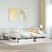 Letto Estraibile con Cassetti senza Materasso Bianco 80x200 cm