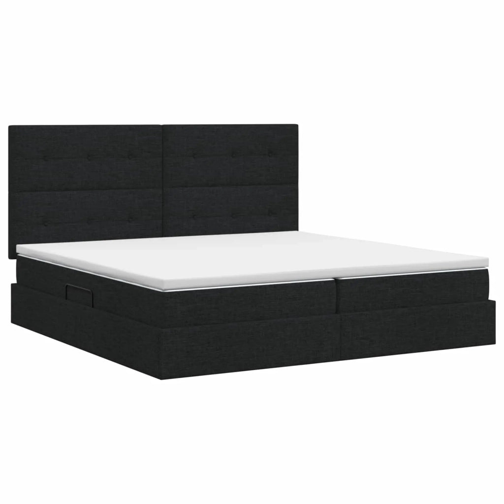 Letto con contenitore e materasso Nero 200 x 200 cm Tessuto 3459527