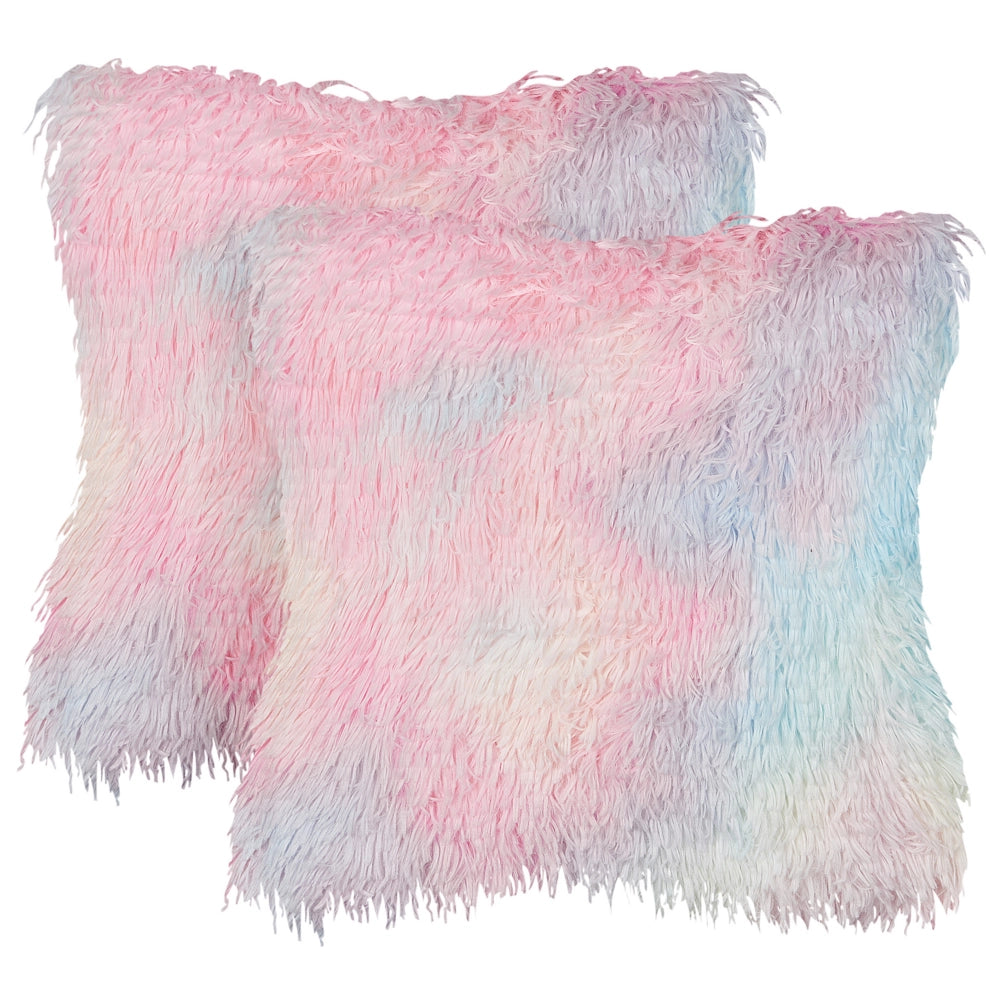 Set di 2 cuscini in tessuto ricamato multicolore con motivo a cuoricini 45 x 45 cm morbida imbottitura