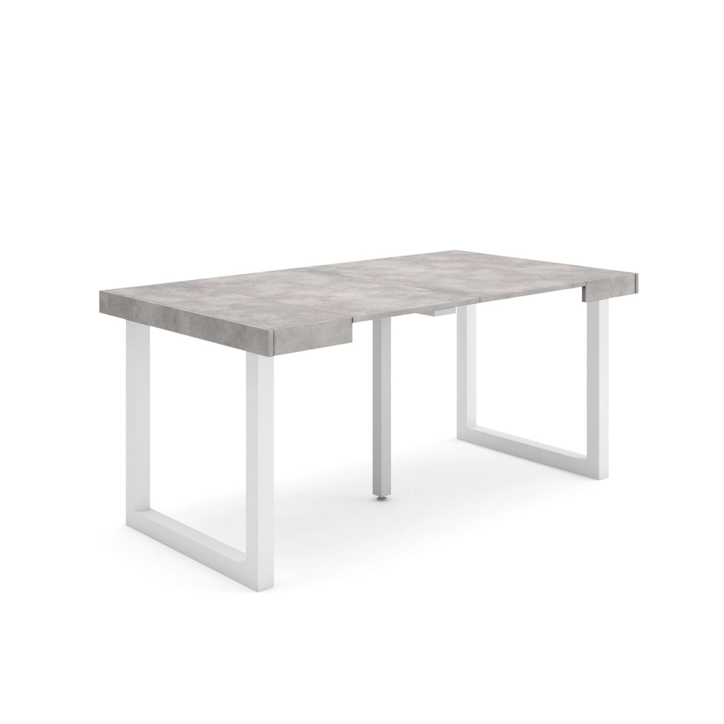 Consolle allungabile, 58 fino 160x90x73cm, Per 8 persone, Gambe in legno, grigio cemento RF2745