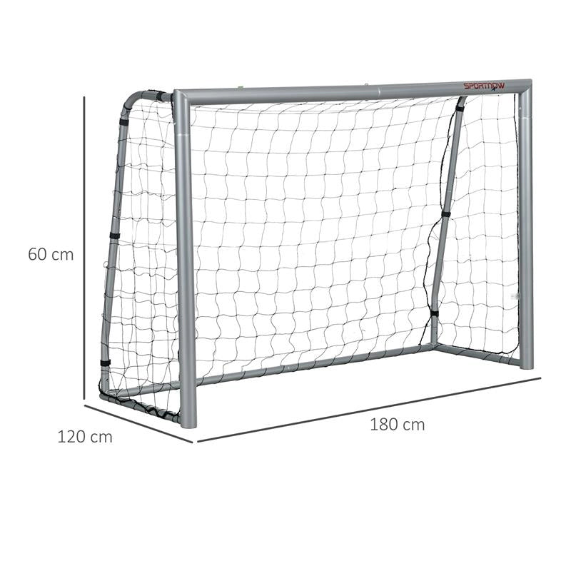PORTA DA CALCIO GRIGIA 180X120X60 CM CON VITI E PICCHETTI INCLUSI, IN PE E METALLO