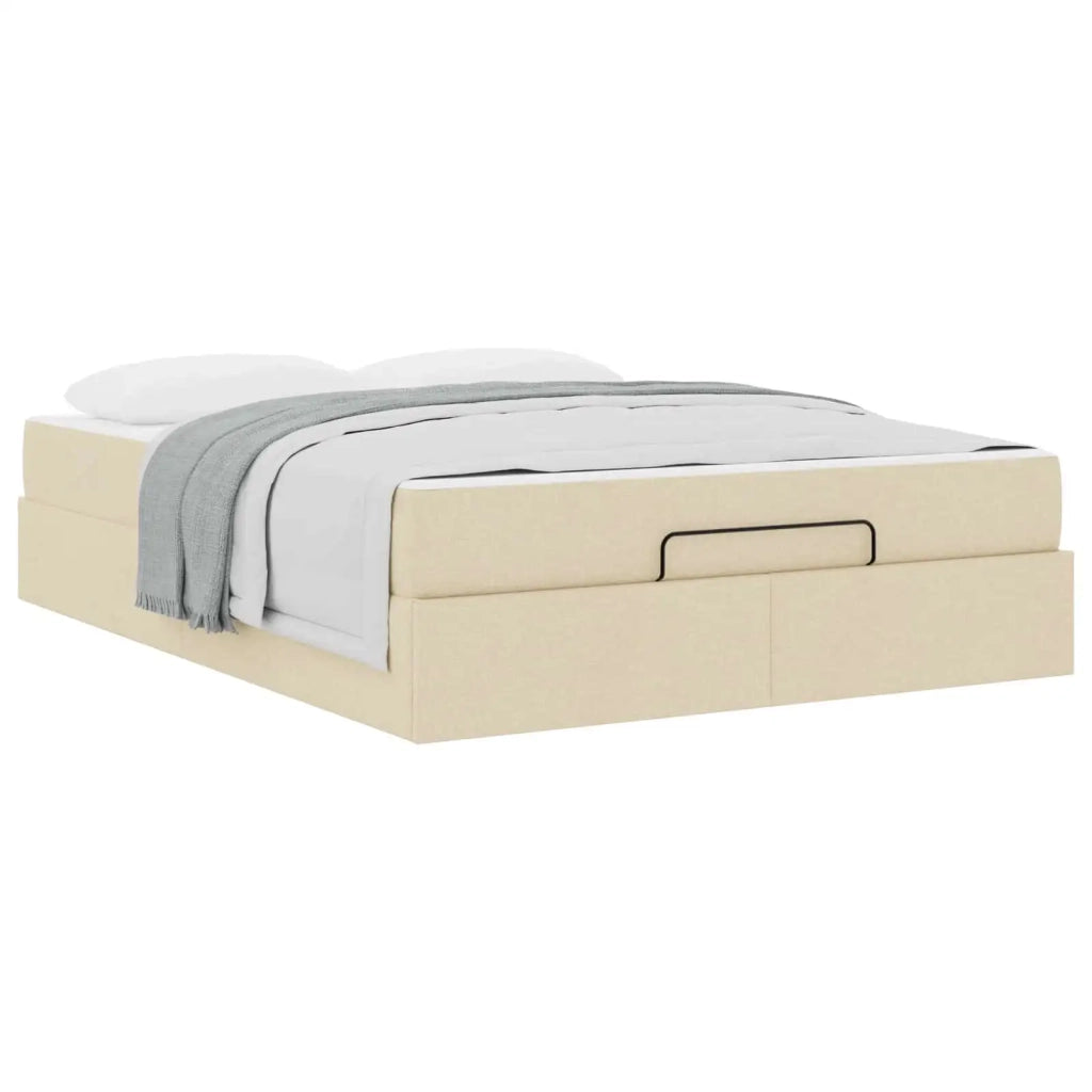 Struttura letto con materasso con materasso 2 pcs Crema Tessuto