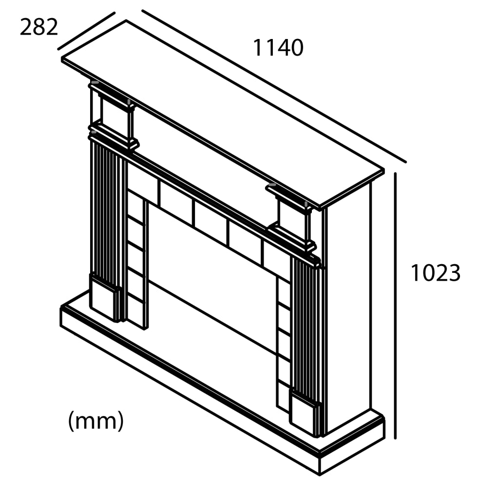 Sined Cornice Camino Caldera Bianco Made In Europe Per Inserto Elettrico Caminetto Vulcano Da 60 Cm o Bruciatore Ispica Da 75 Cm Design Classico Senza Tempo